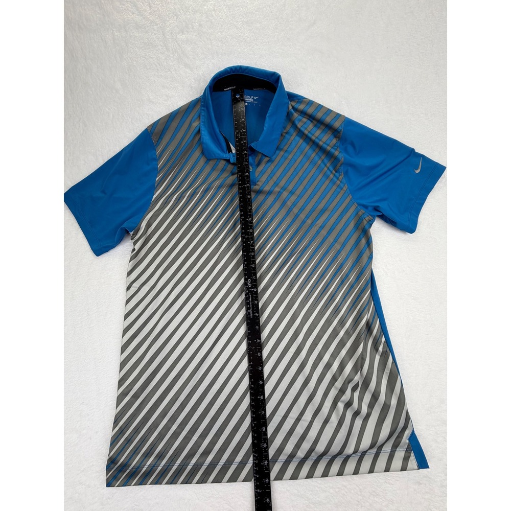 Nike Golf Tour Performance Dri-FIT Polo Shirt Blue Grey Striped Mens Large - Picture 4 of 10